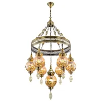 Люстра подвесная Каир CL419163 Citilux янтарная на 7 ламп, основание бронзовое в стиле восточный Люстра подвесная Каир CL419163 Citilux янтарная на 7 ламп, основание бронзовое в стиле восточный